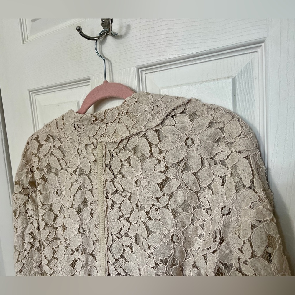 Free People Amelia Lace Cropped Bed Jacket Almond Milk Taupe Size S - Picture 13 of 14